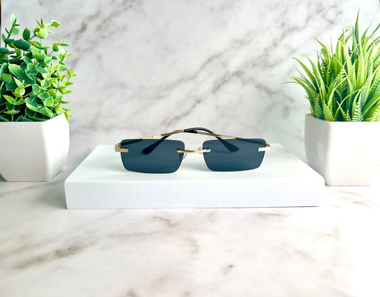 Carter Square Full Grey/ Black Tinted Rimless Frames
